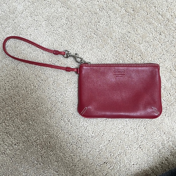 Coach Handbags - Vintage Coach Smooth Leather Wristlet Red Burgundy